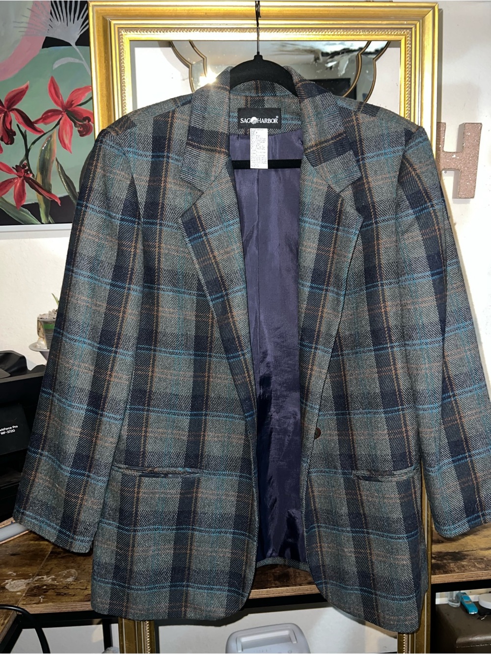 Sag Harbor Blue and Gray Plaid Men's Sport Coat